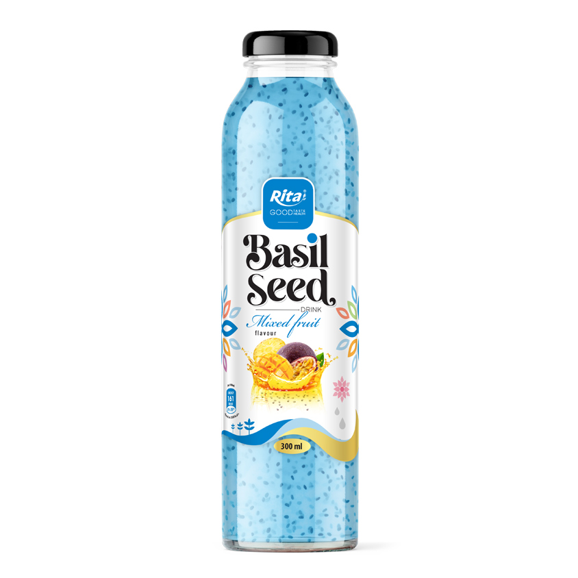 Basil seed drink 300ml glass mixed fruit