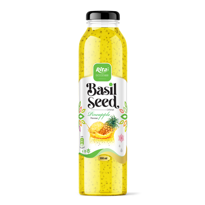 Basil seed drink 300ml glass pineapple