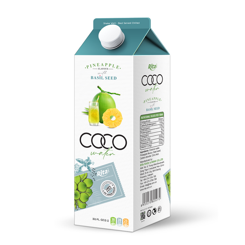 Coco water 1L paper pak pineapple basil