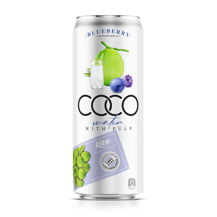 Coco water with pulp 330ml Blueberry
