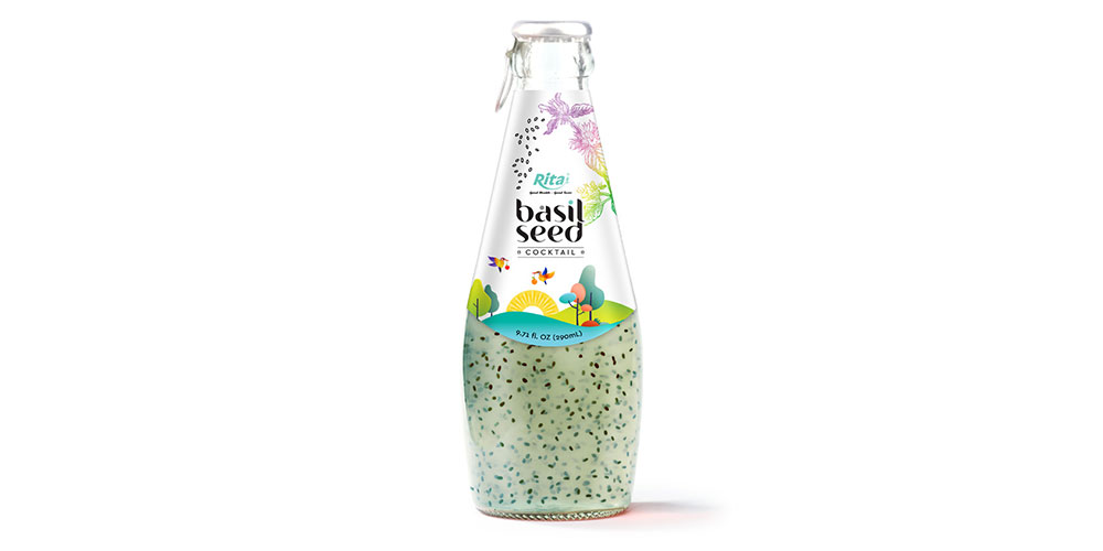 Basil Seed With Cocktail Flavor 290ml Glass Bottle