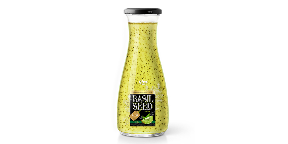 Basil Seed With Kiwi Flavor 1L Glass Bottle 