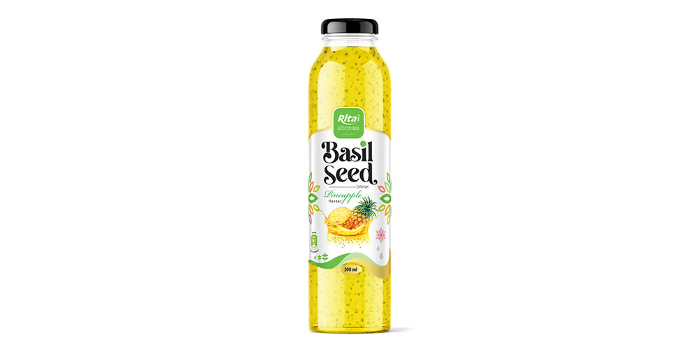 Basil Seed With Pineapple Flavor 300ml Glass Bottle