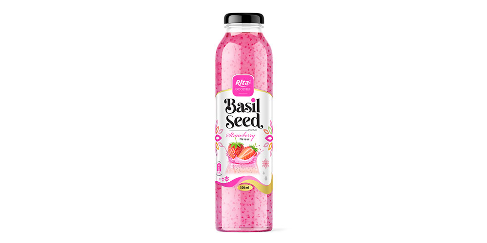 Basil Seed With Strawberry Flavor 300ml Glass Bottle