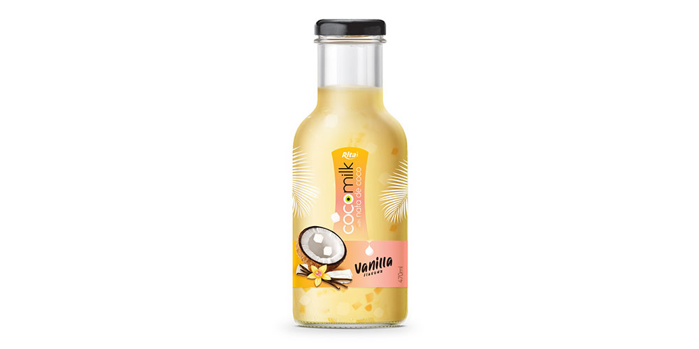 Coconut Milk with Vanilla Flavor 470ml Glass Bottle