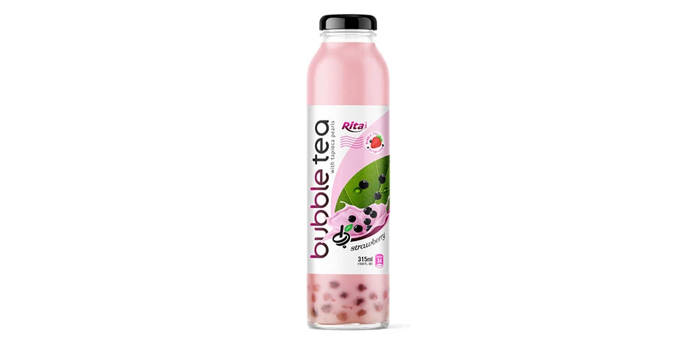 Tea Drink Bubble Tea With Tapioca Pearls Strawberry Flavor