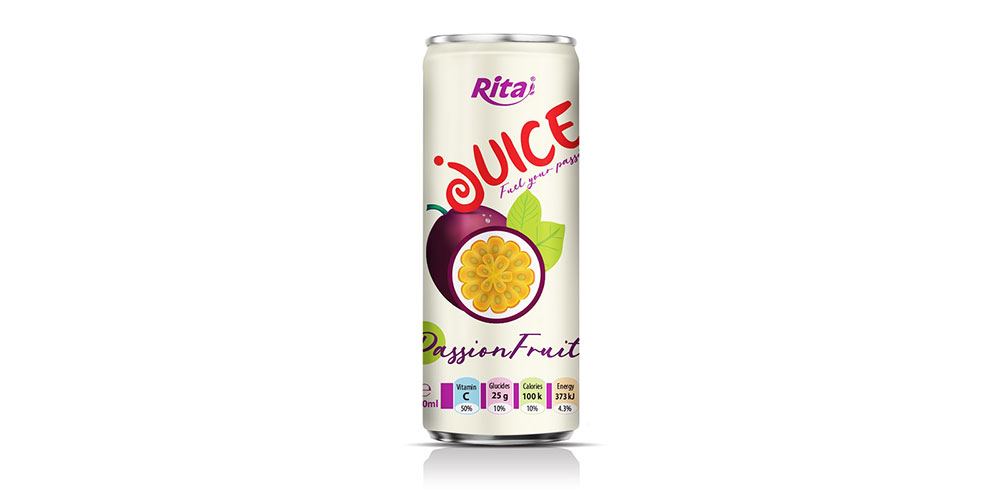 Passion Fruit Juice Drink 250ml Alu Can Rita Brand