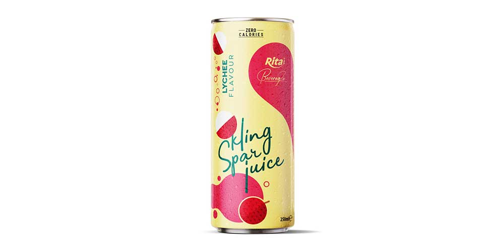 Sparkling Water With Lychee Flavor 250ml Can Rita Brand