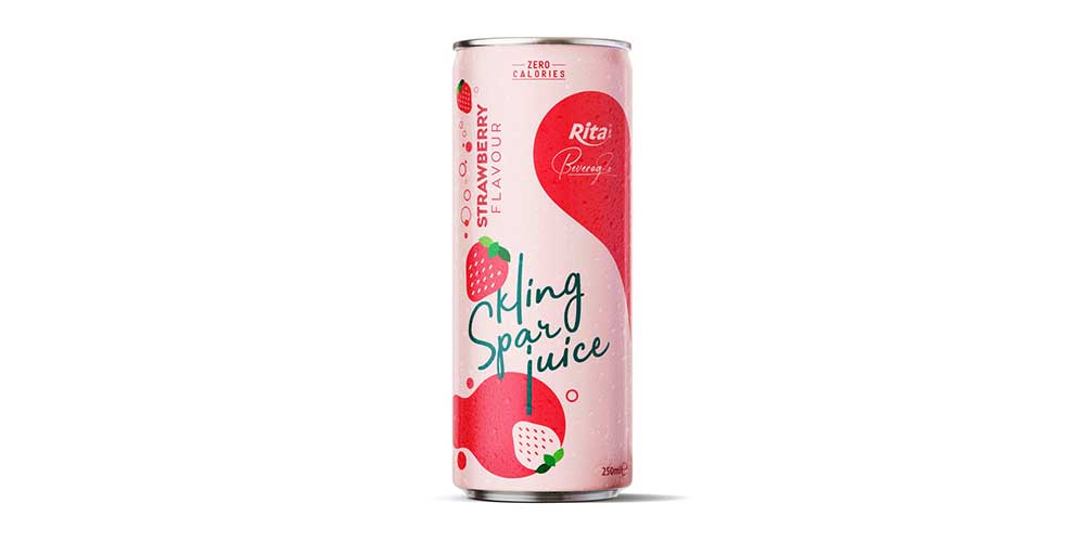 Sparkling Water With Strawberry Flavor 250ml Can Rita Brand