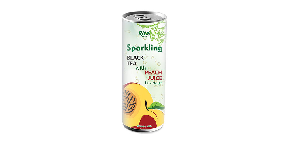 Sparkling Black Tea With Peach Juice 250ml Can  Rita Brand