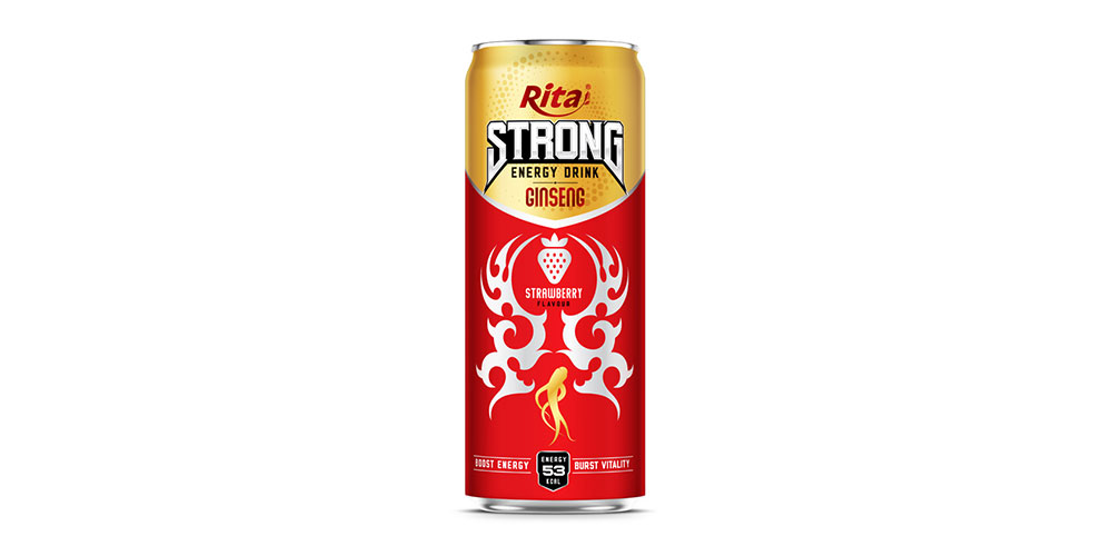 Strong Energy Drink With Strawberry 330ml Can Rita Brand 