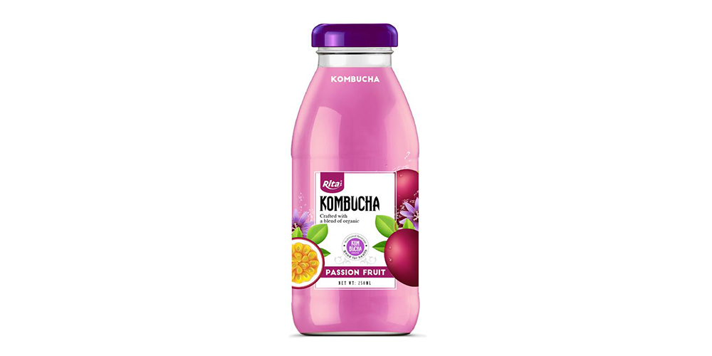 Kombucha Tea With Passion Fruit Juice 250ml Glass Bottle Rita Brand