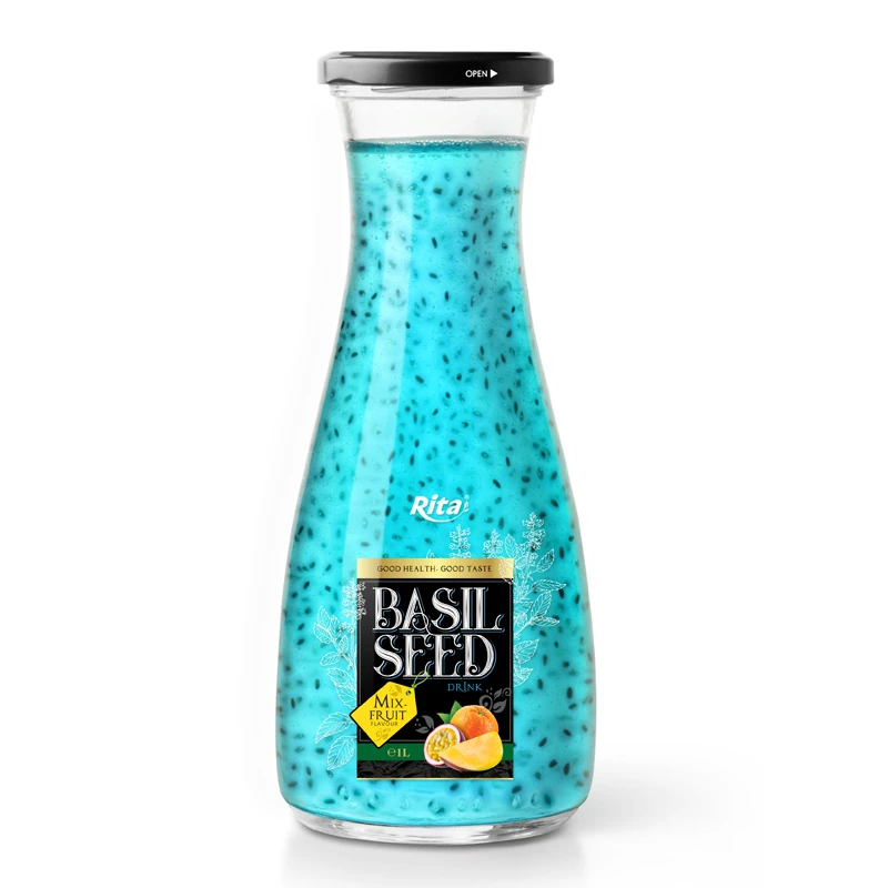 Chia and Basil Seeds Basil Seed With Mixed Fruit Juice Flavor 1L