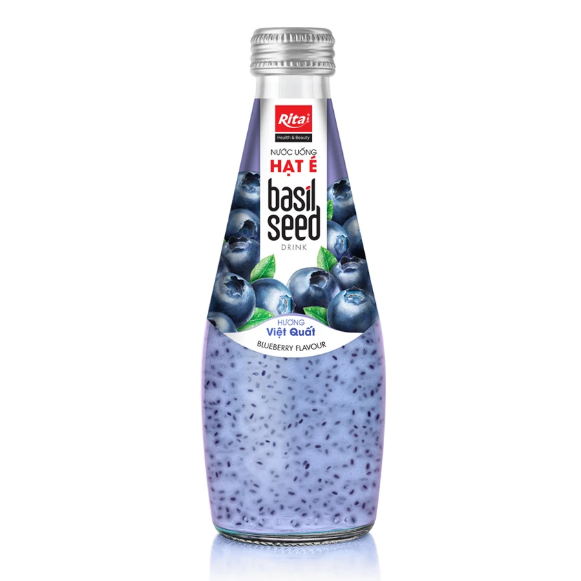 Chia and Basil Seeds OEM Beverage 290ml Glass Bottle Basil Seed