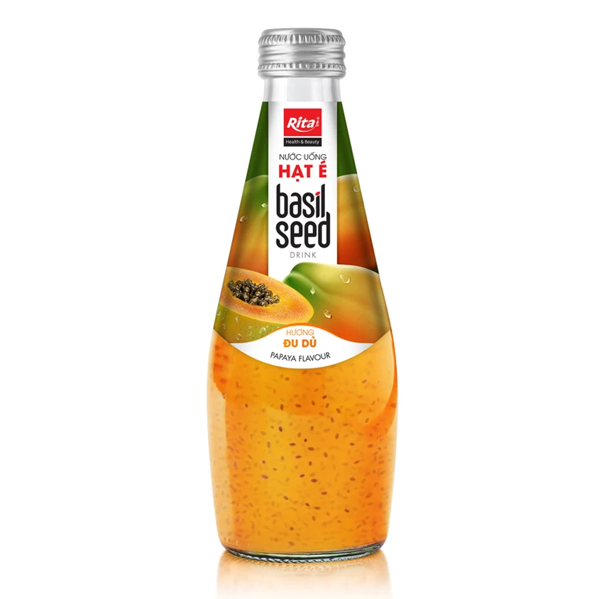 Chia and Basil Seeds Papaya Flavor Basil Seed Drink 290ml Glass