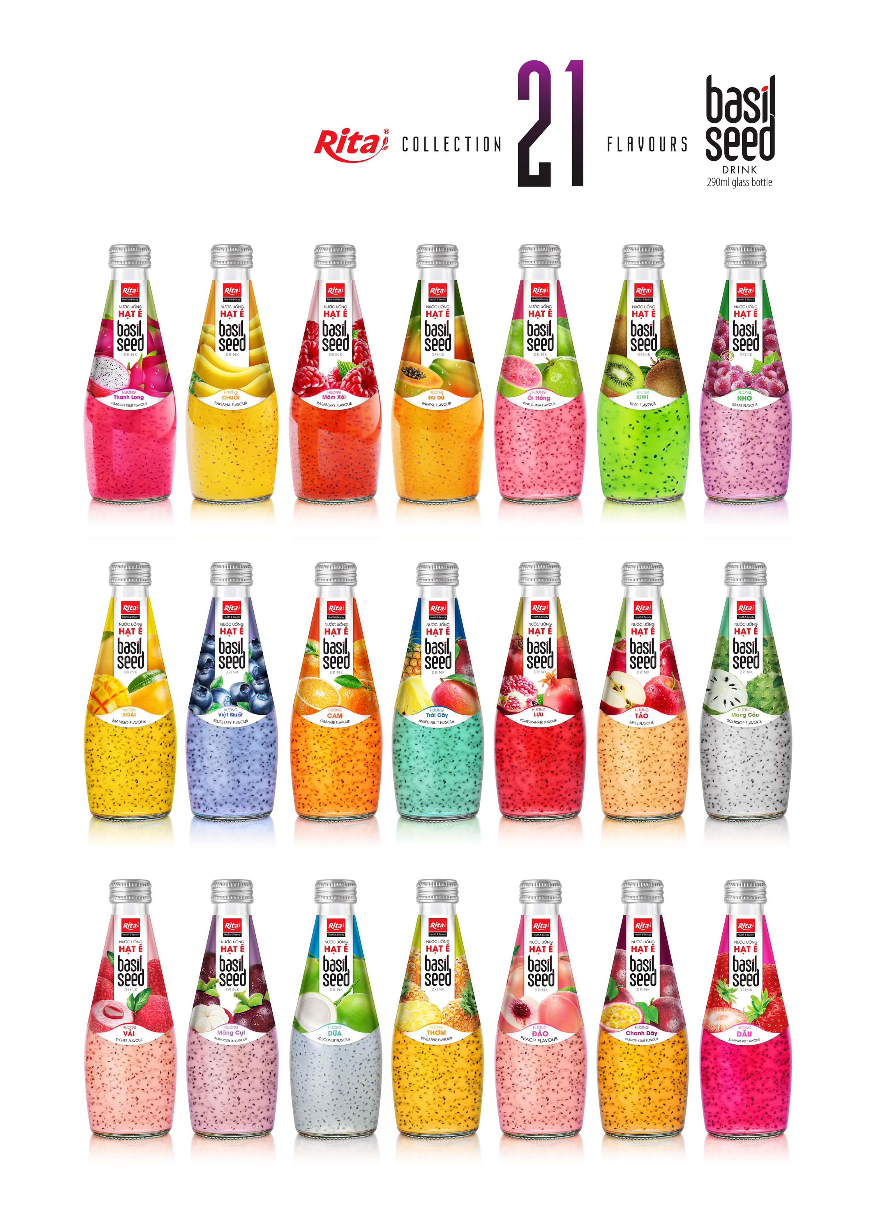 Poster 21 flavours Basil Seed drink 290ml 02 min