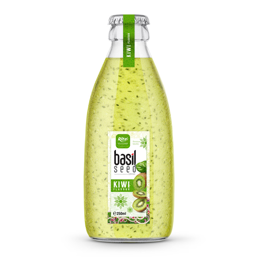 Basil seed kiwi 250ml glass bottle