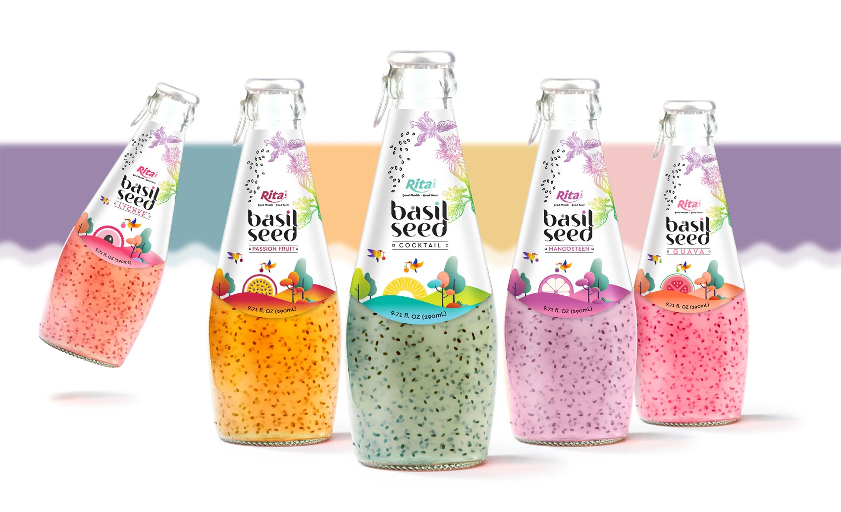 Chia and Basil Seeds Basil Seed With Cocktail Flavor 290ml Glass