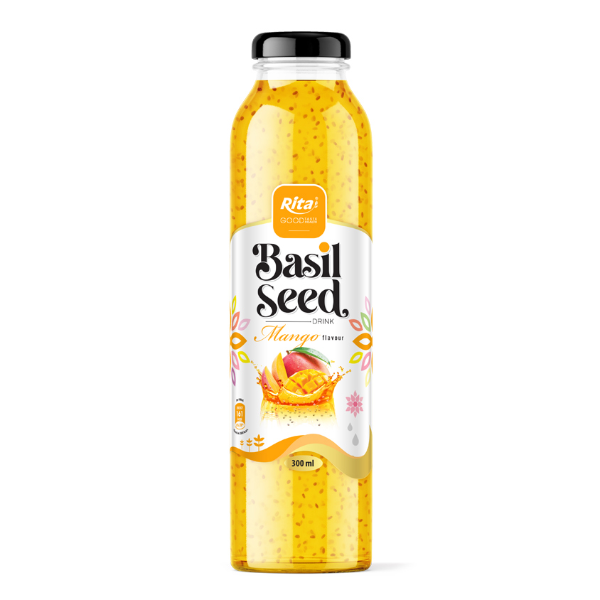 Basil seed drink 300ml glass mango