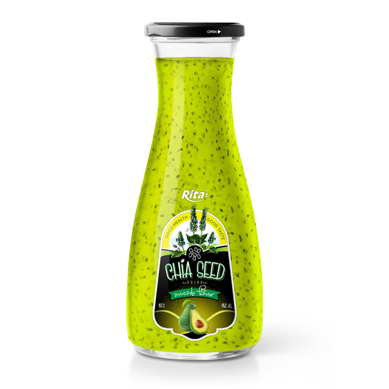 Chia Seed 1L Glass Bottle Avocado