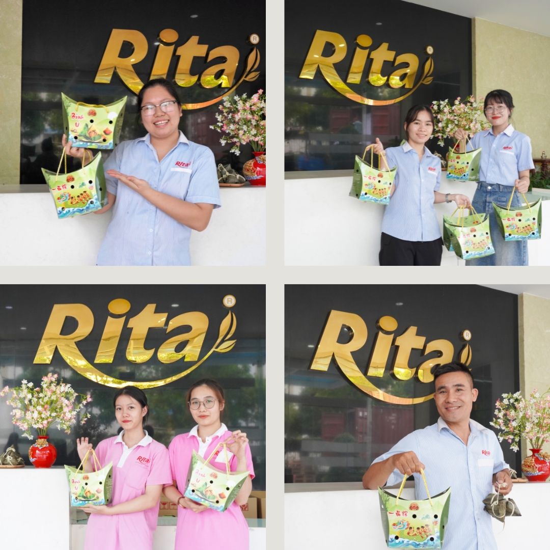 Rita give banh u to all employee