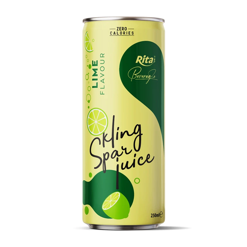 Carbonated Drink Sparkling Water With Lime Flavor 250ml Can Rita Brand