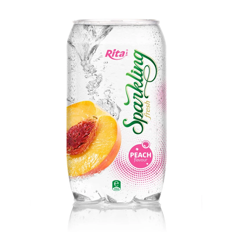 Carbonated Drink Oem Beverage Peach Flavor Sparkling Water 350ml Can Rita Brand