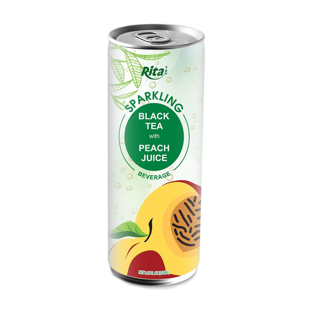 Sparkling Black Tea + Peach Drink 250ml (Packing: 24 Can/ Carton)