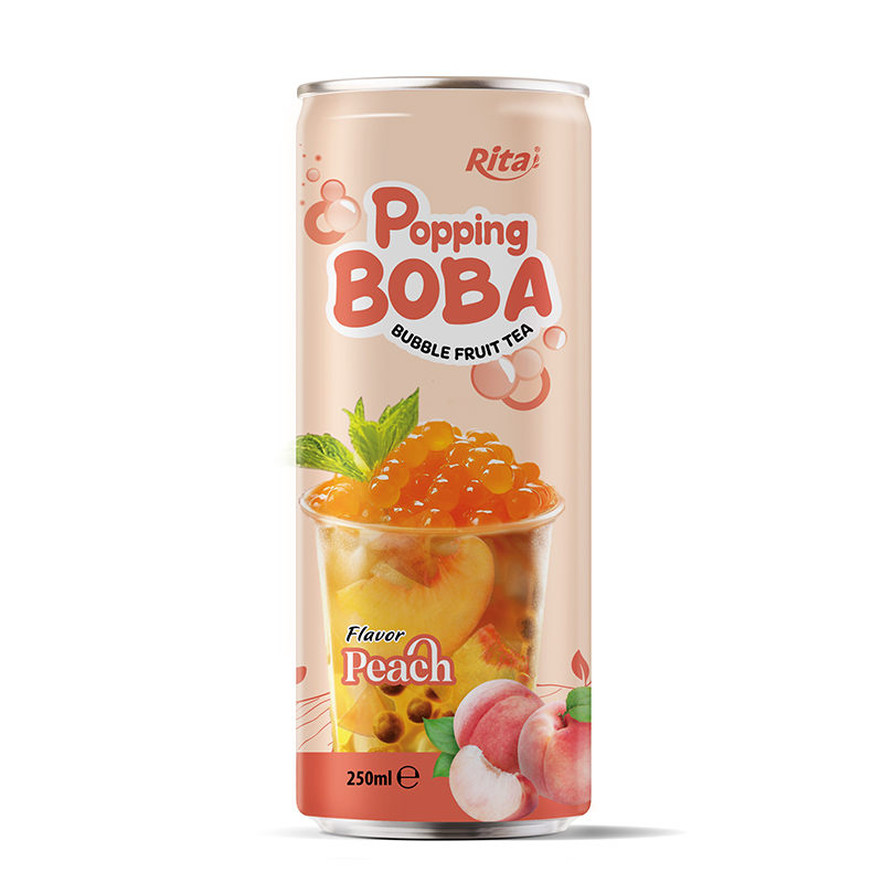 popping boba bubble fruit PEACH TEA 250ML cans