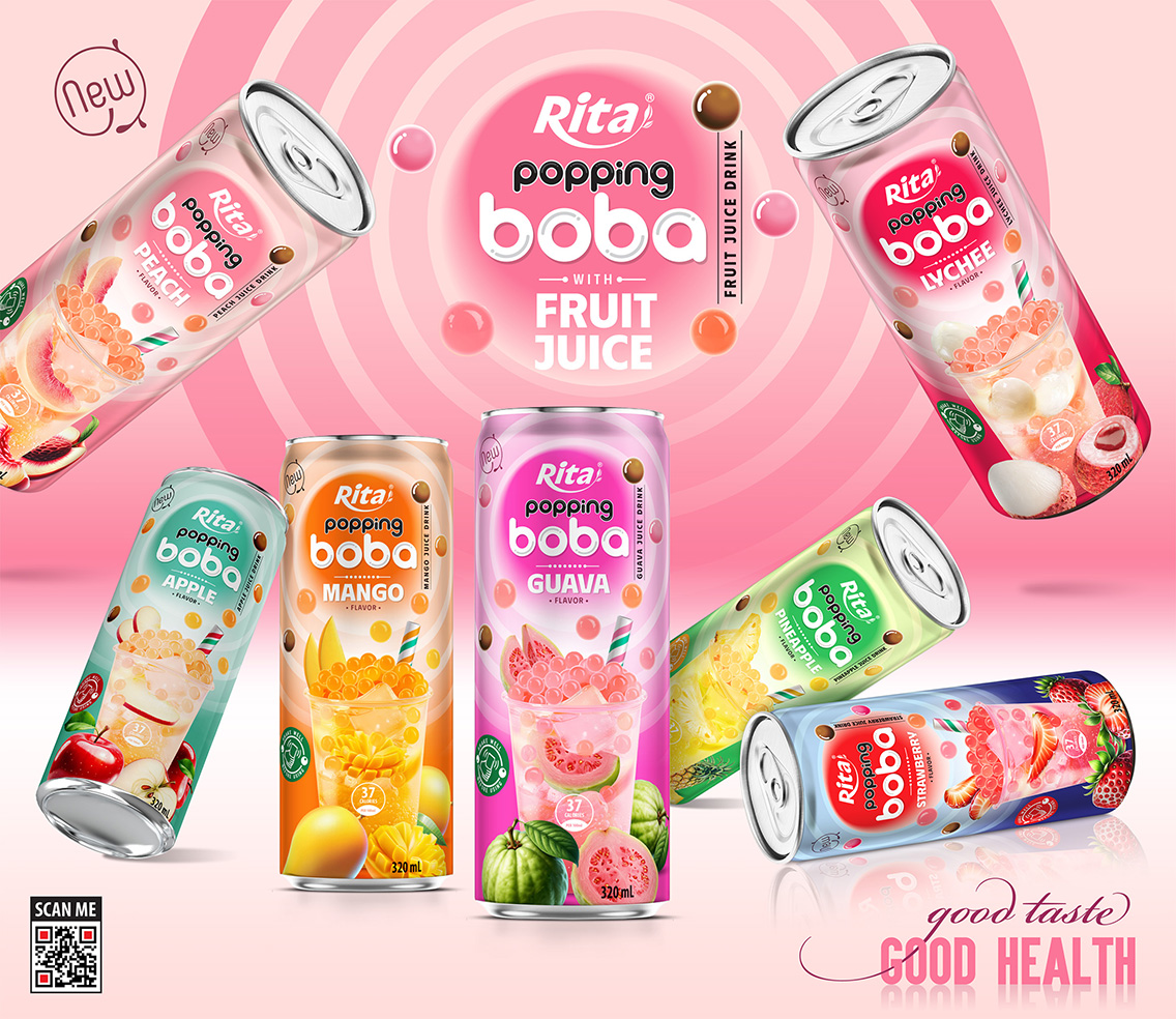 Best RITA Brand Popping Bobo with fruit juice 320ml