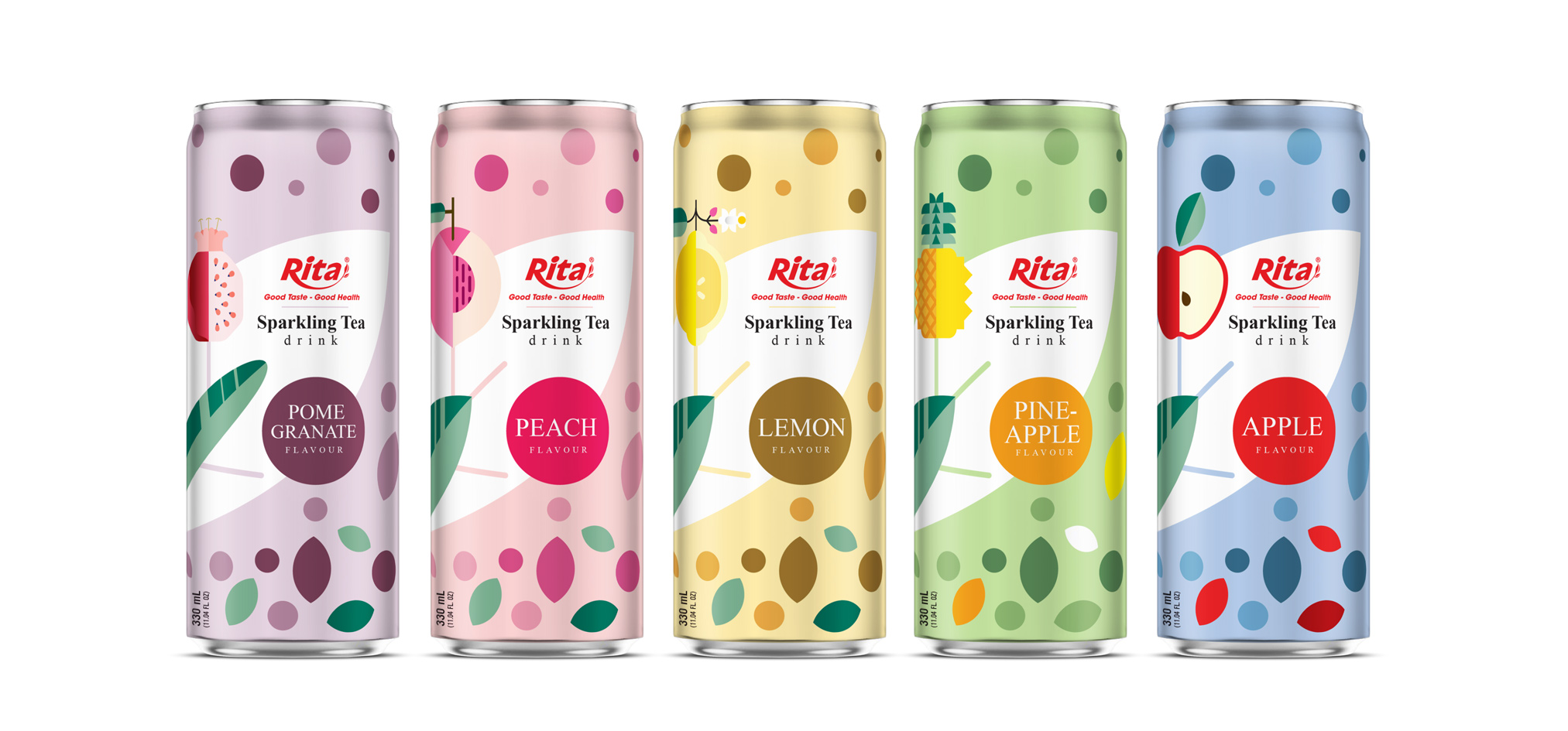 Poster Sparkling Tea drink 330ml sleek can RITA drink design