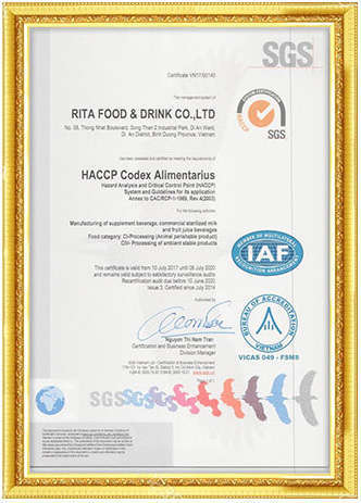 HACCP Cer of RITA