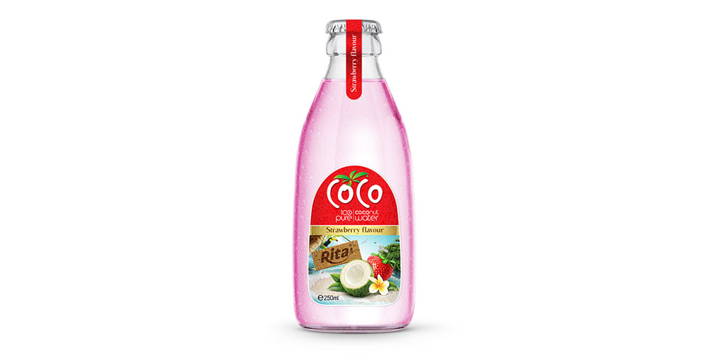 100% Coconut Water Strawberry Flavor 250m Glass Bottle