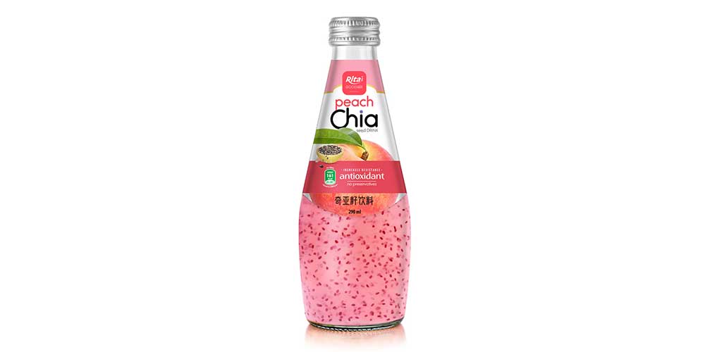 Best Selling 290ml Glass Bottle Chia Seed Drink Peach Flavor
