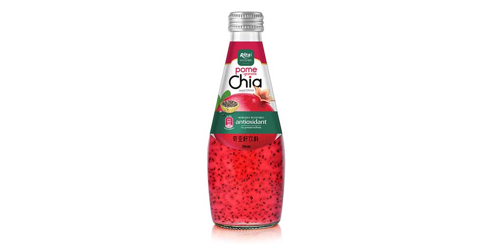 Wholesale 290ml Glass Bottle Chia Seed Drink Pomegranate Flavor