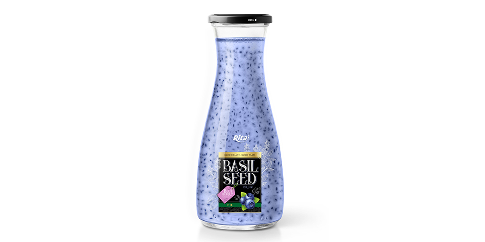 Basil Seed With Blueberry Flavor 1L Glass Bottle 