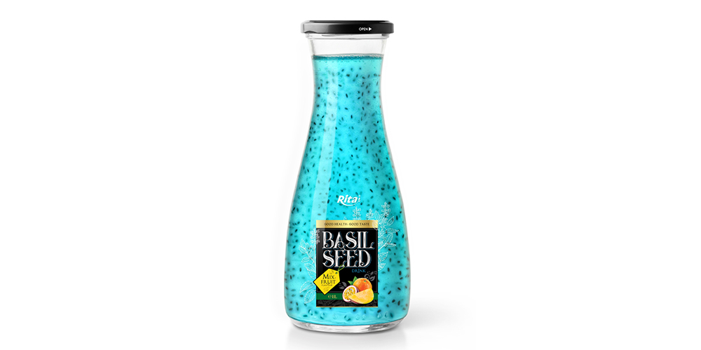 Basil Seed With Mixed Fruit Juice Flavor 1L Glass Bottle 