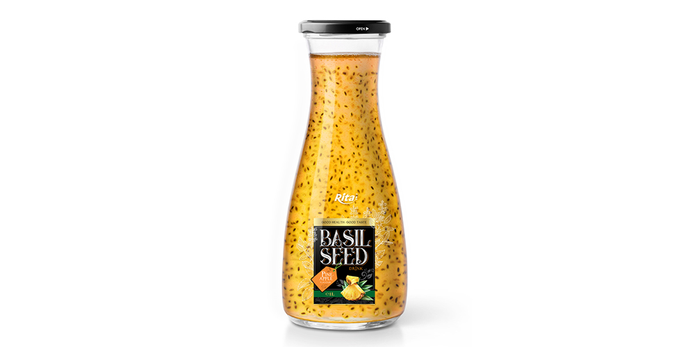 Basil Seed With Pineapple Flavor 1L Glass Bottle 