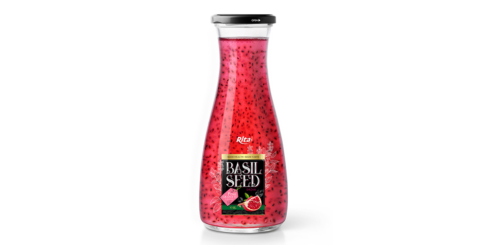 Basil Seed With Pomegranate Flavor 1L Glass Bottle 
