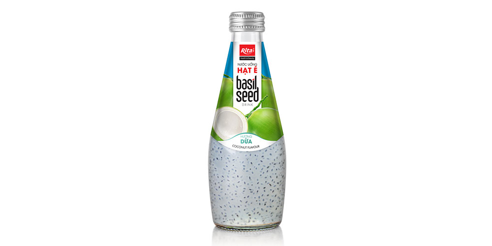 290ml Glass Bottle Basil Seed Drink Coconut Flavor