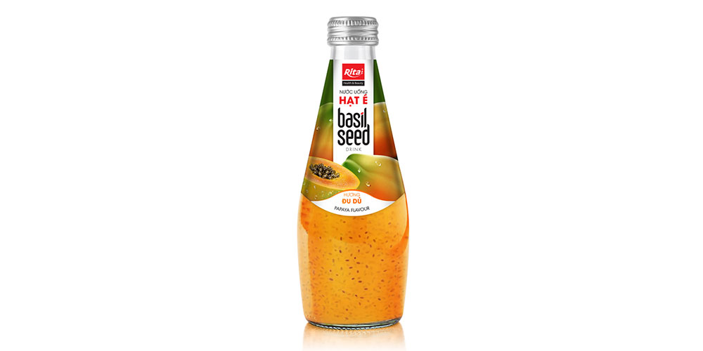 Papaya Flavor Basil Seed Drink 290ml Glass Bottle Rita Brand