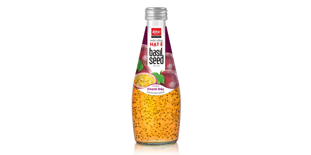 Chia and Basil Seeds Customize Label Passion Fruit Flavor Basil Seed Drink
