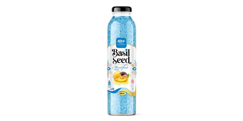 Basil Seed With Mixed Fruit Juice Flavor 300ml Glass Bottle