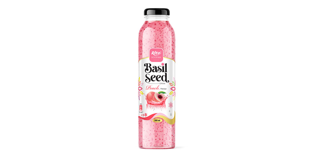 Basil Seed With Peach Flavor 300ml Glass Bottle