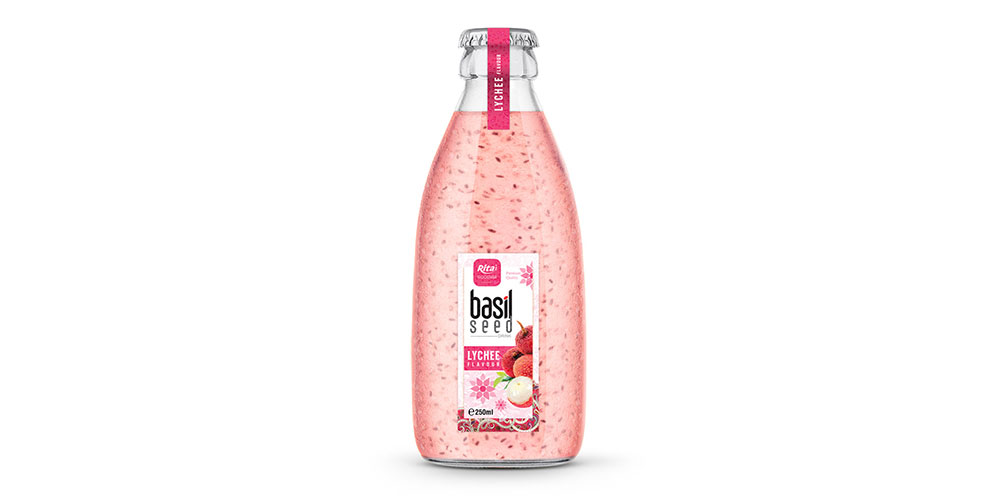 Basil Seed Drink With Lychee Flavor 250ml Glass Bottle