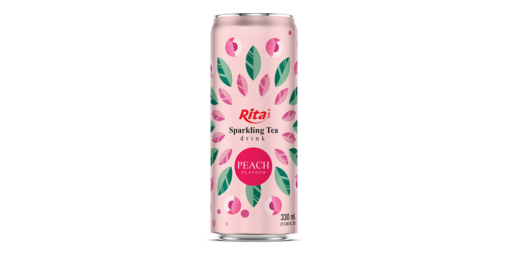 Sparkling Tea Drink Peach Flavor 330ml Sleek Can