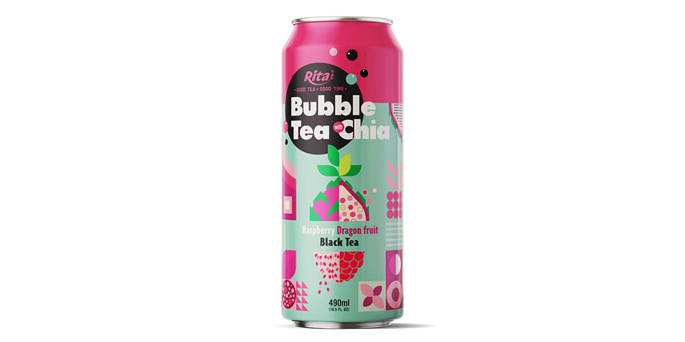 OEM Best Selling Bubble Tea Raspberry And Dragon Fruit 490ml Can