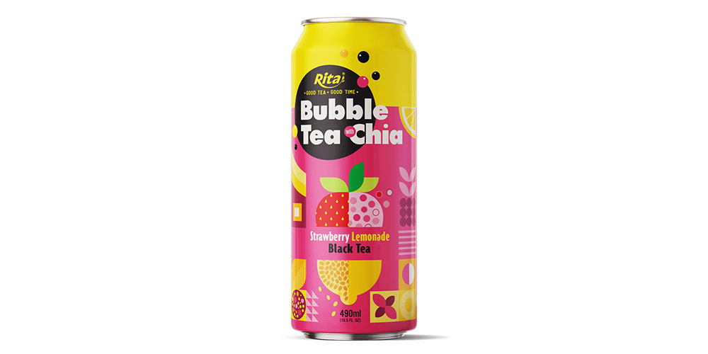 Best Quality Bubble Tea Strawberry And Lemonade 490ml Can