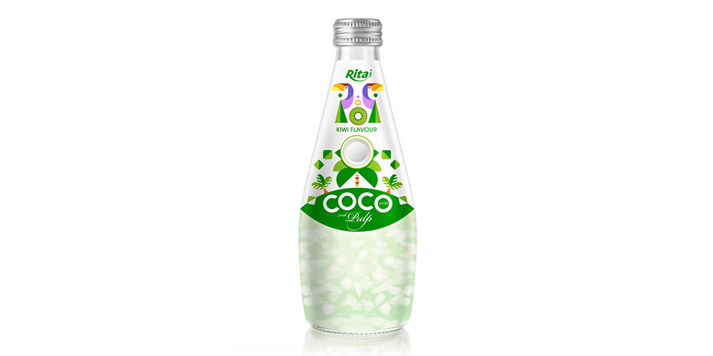 Coconut Water With Pulp And Kiwi Flavor 290ml Glass Bottle