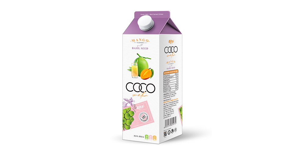 Coconut Water With Basil Seed And Mango Flavor 1L Paper Box